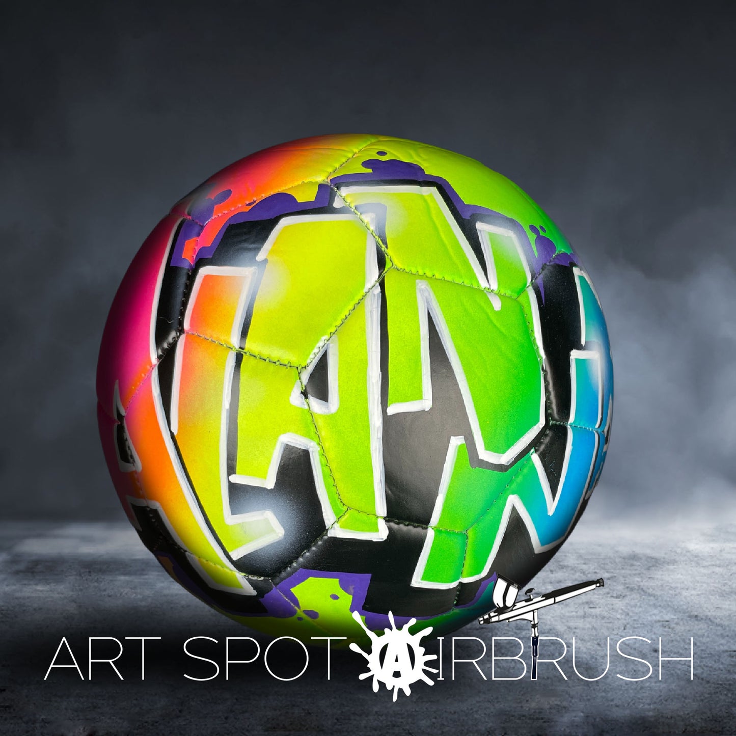 Personalized Soccer Ball with Airbrush Graffiti Name