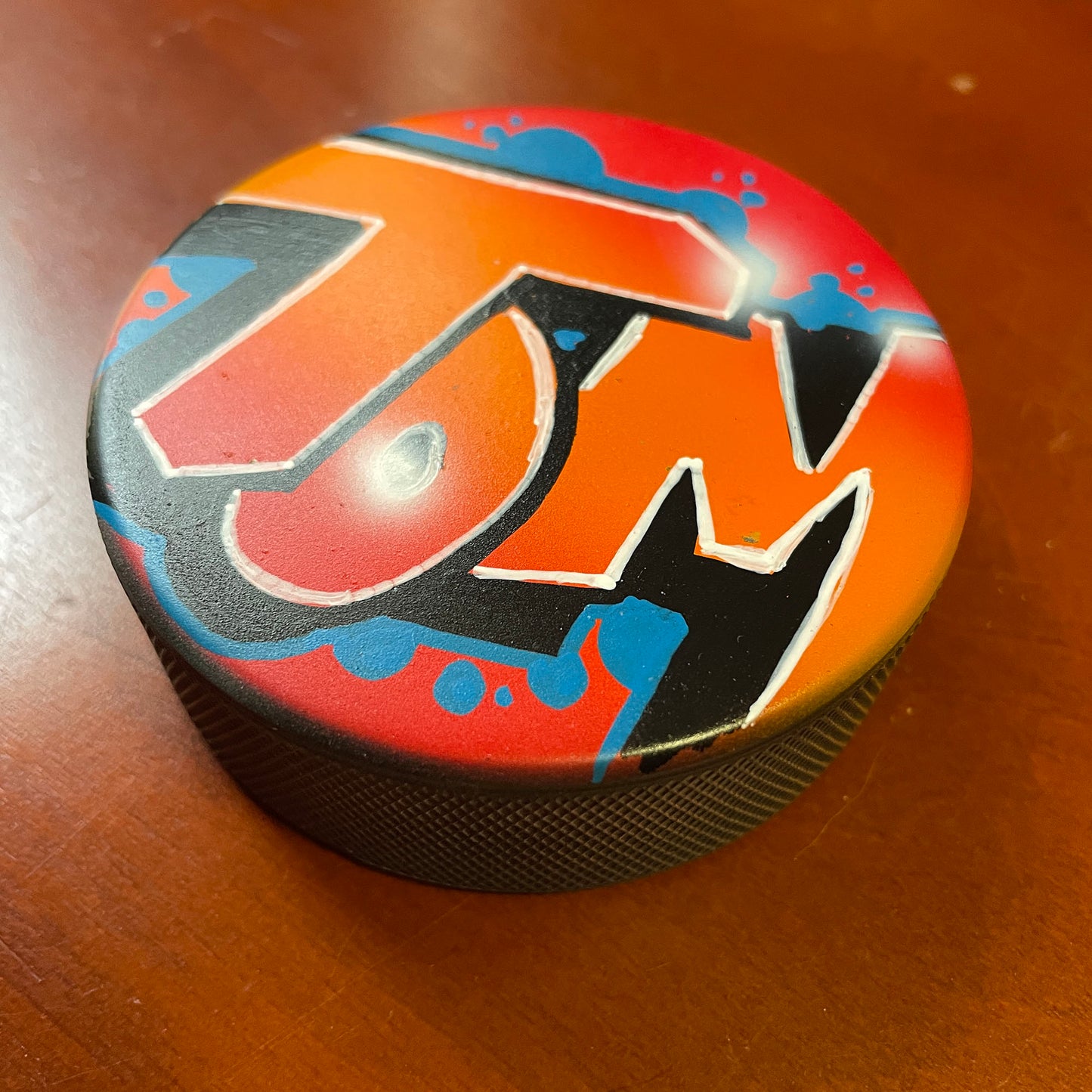 Personalized Hockey Puck with Name in Graffiti