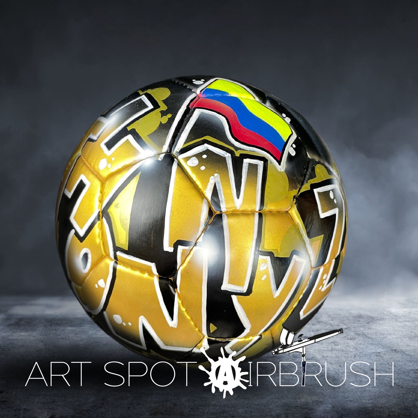 Soccer Ball with Name in Custom Airbrush Graffiti